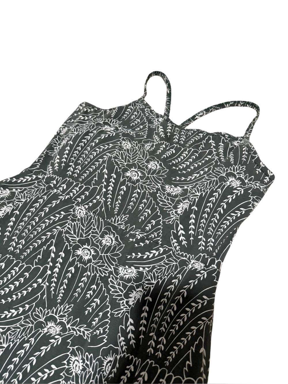 PACT Organic Fit & Flare Midi Dress in Sage Green Floral Size Small Large - Picture 6 of 8